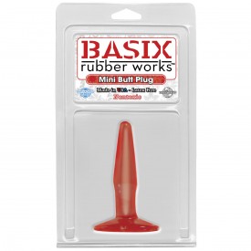 Маленькая красная анальная пробка Basix Rubber Works Mini Butt Plug - 10,8 см.