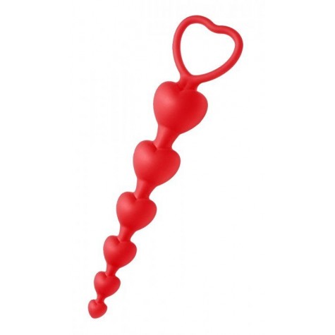 Красные анальные бусы Sweet Heart Silicone Anal Beads - 18,4 см.