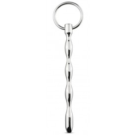 Серебристый уретральный стимулятор Sinner Solid Metal Dilator With Ring - 15,5 см.