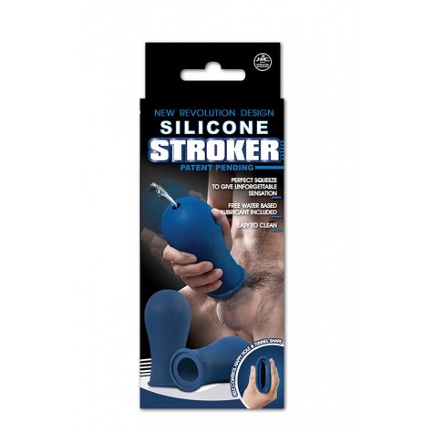 Синий мастурбатор с мягкими рёбрышками SILICONE STROKER