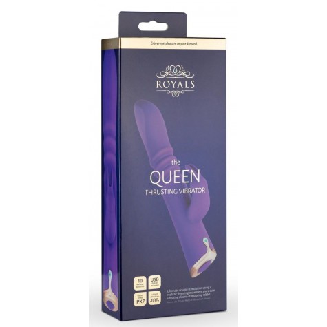 Фиолетовый вибратор-кролик The Queen Thrusting Vibrator - 29 см.