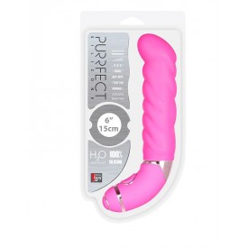 Розовый силиконовый вибростимулятор точки G PURRFECT SILICONE 6INCH 10FUNCTIONS - 15 см.